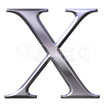 3D Silver Greek Letter Chi