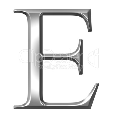 3D Silver Greek Letter Epsilon