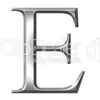 3D Silver Greek Letter Epsilon