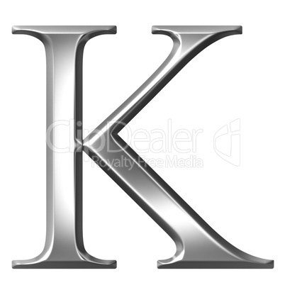 3D Silver Greek Letter Kappa