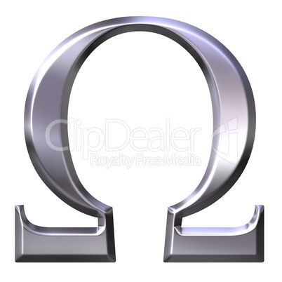 3D Silver Greek Letter Omega