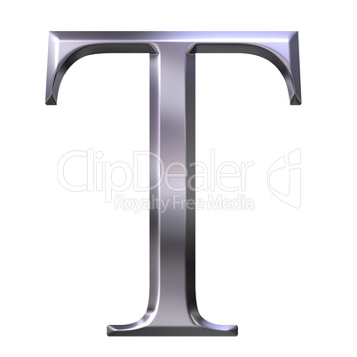 3D Silver Greek Letter Tau