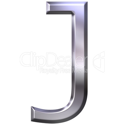3D Silver Letter J