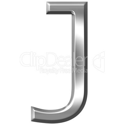 3D Silver Letter J