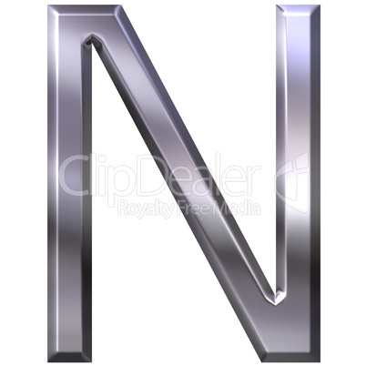 3D Silver Letter N