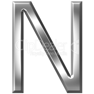 3D Silver Letter N