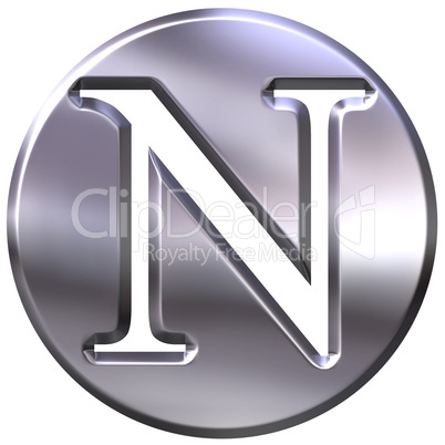 3D Silver Letter N