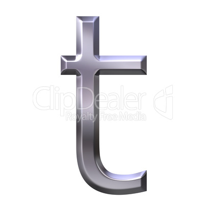 3D Silver Letter t