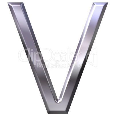 3D Silver Letter V