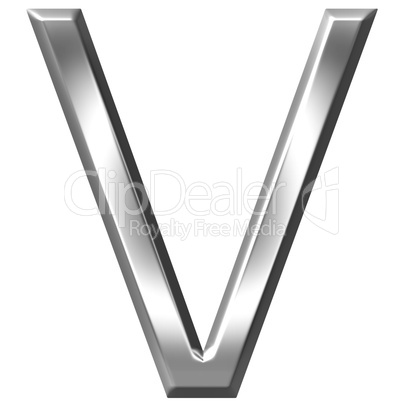 3D Silver Letter V