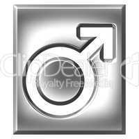 3D Silver Male Symbol Sign