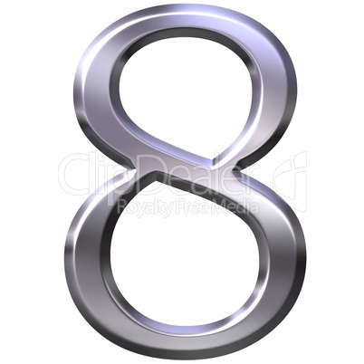 3D Silver Number 8