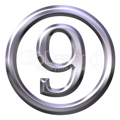 3D Silver Number 9