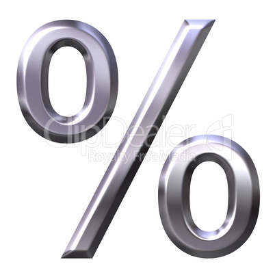 3D Silver Percentage Symbol