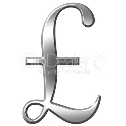 3D Silver Pound Symbol