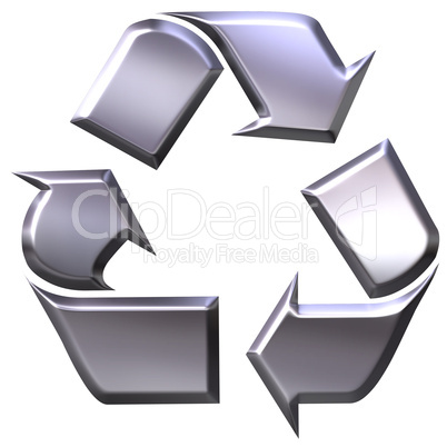3d silver recycling symbol for metals