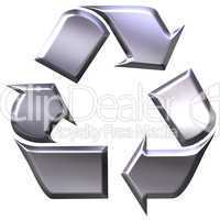 3d silver recycling symbol for metals