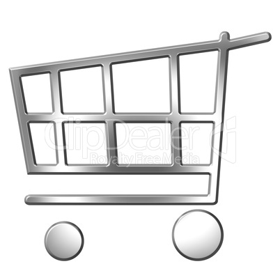 3D Silver Shopping Cart