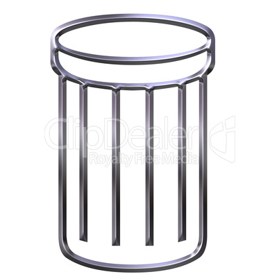 3D Silver Waste Bin