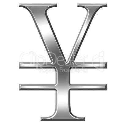 3D Silver Yen Symbol