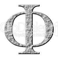 3D Stone Greek Letter Phi