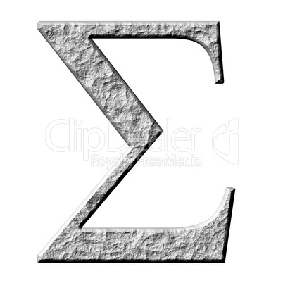 3D Stone Greek Letter Sigma