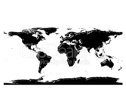 3d world map silhouette with reflection