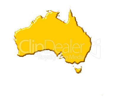 Australia 3d map with national color