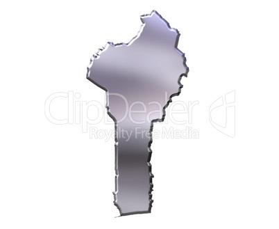 Benin 3D Silver Map