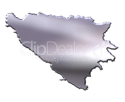 Bosnia and Herzegovina 3D Silver Map