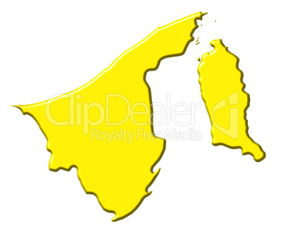 Brunei 3d map with national color