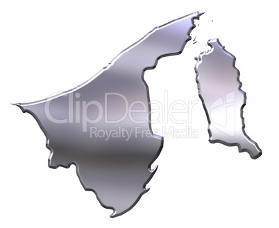 Brunei 3D Silver Map