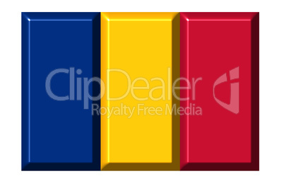 Chad 3d flag with realistic proportions