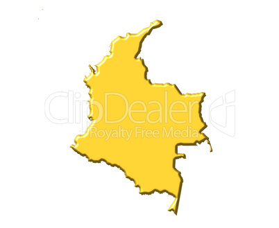 Colombia 3d map with national color