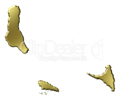 Comoros 3d Golden Map