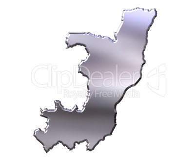 Congo Republic of 3D Silver Map