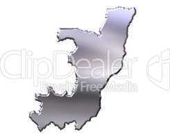 Congo Republic of 3D Silver Map