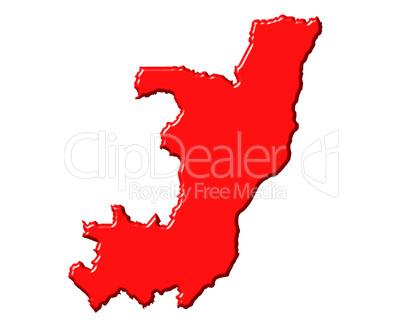 Congo republic of 3d map with national color