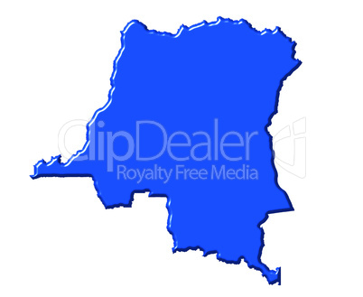 Congo the democratic republic of the 3d map with national color