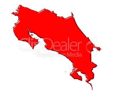 Costa Rica 3d map with national color