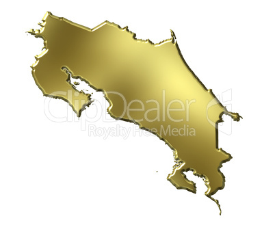 Costa Rica 3d Golden Map