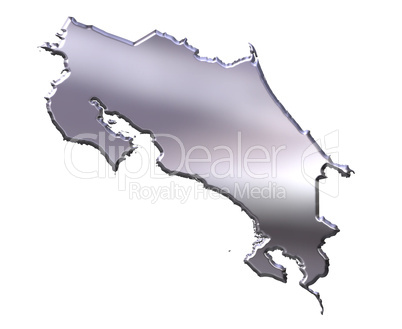 Costa Rica 3D Silver Map