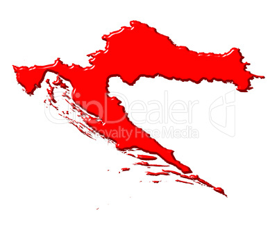 Croatia 3d map with national color