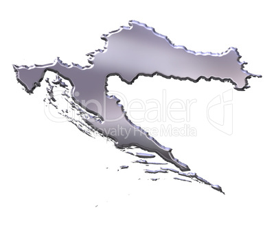 Croatia 3D Silver Map