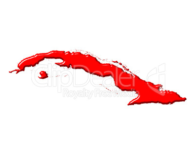 Cuba 3d map with national color