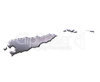 East Timor 3D Silver Map