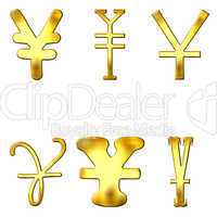 Eccentric Golden Yen Symbols