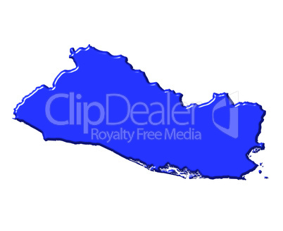 El Salvador 3d map with national color