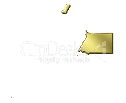 Equatorial Guinea 3d Golden Map