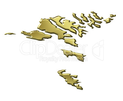 Faroe Islands 3d Golden Map